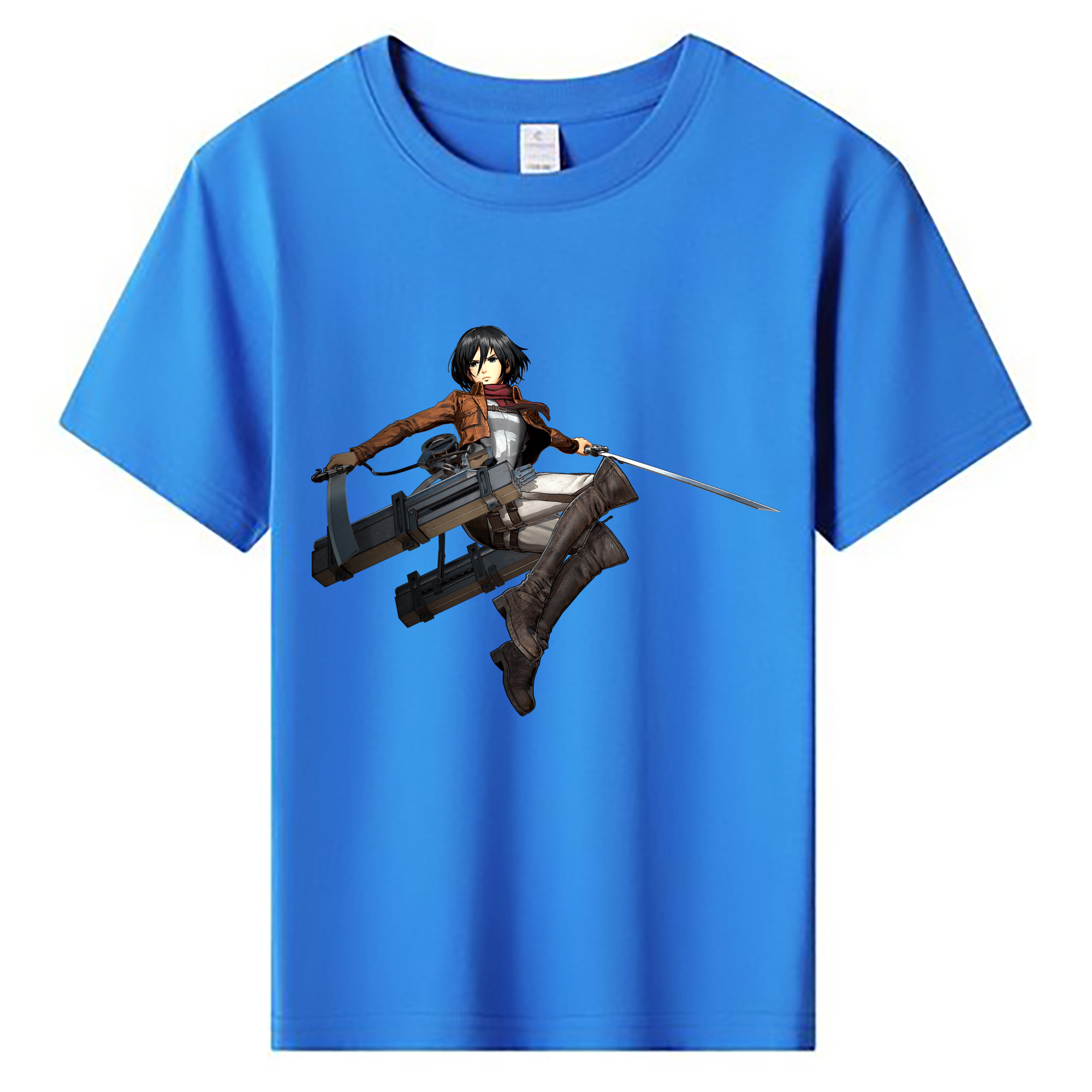 （画像用） 進撃の巨人 ミカサ·アッカーマン Attack on Titan Mikasa Ackerman 綿100％キッズTシャツ（フロントプリント）